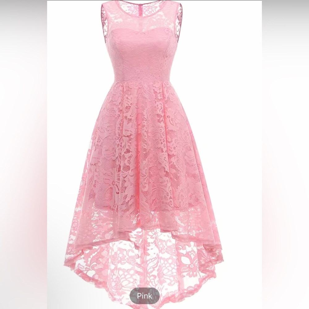 Pink lace sleeveless dress